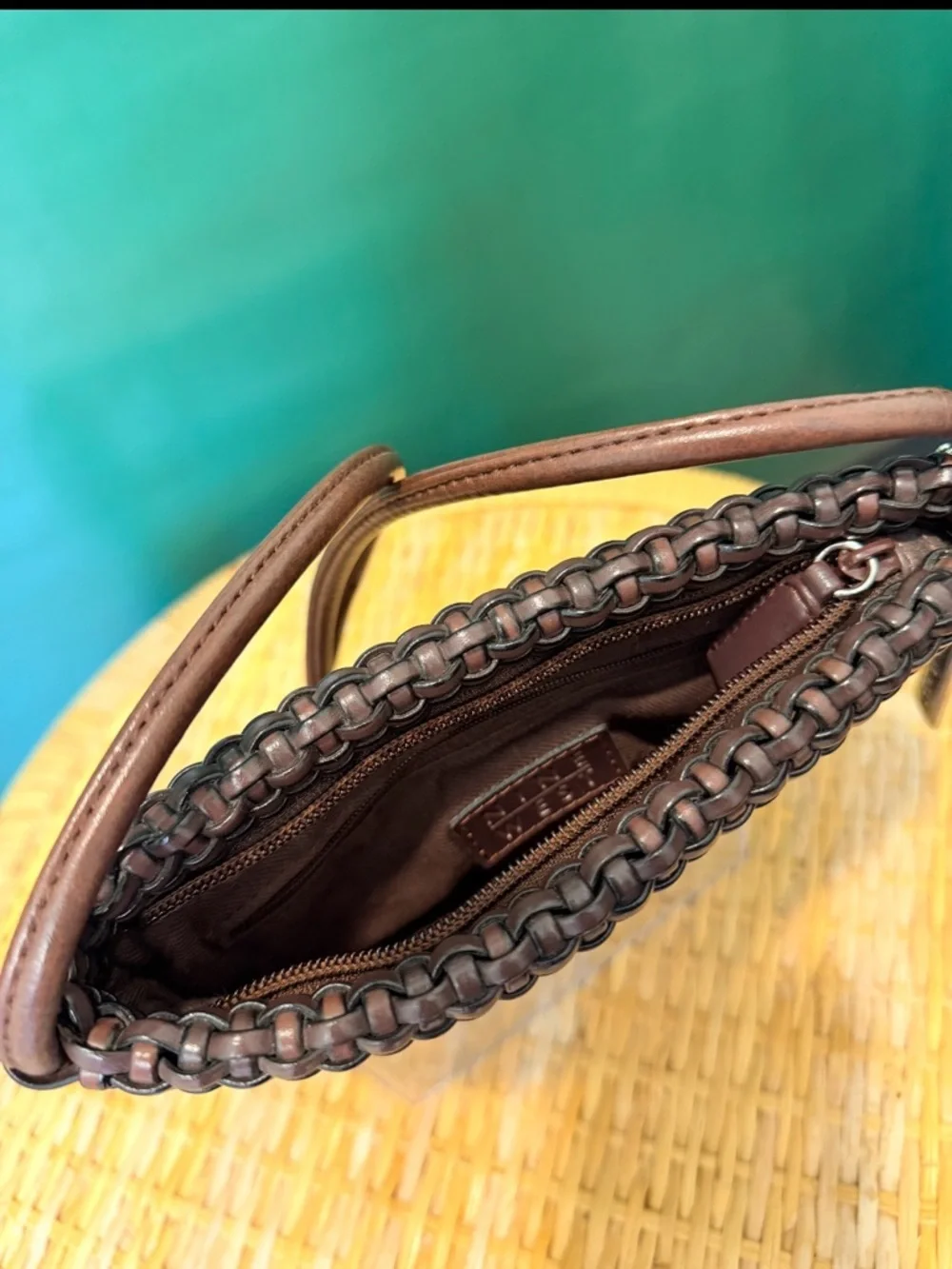 Vintage Nine West Brown‎ Woven Crossbody Bag